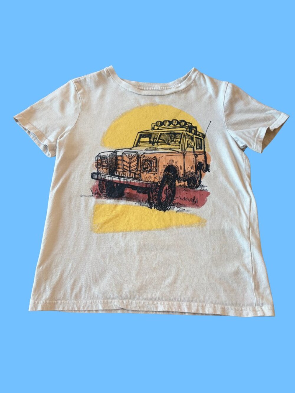 FabKids Boys Land Rover Off Road Graphic T Shirt Cream Size 10/12 Large